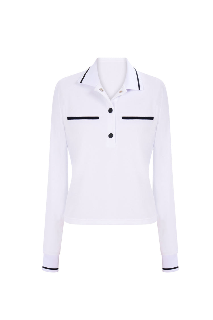 LOOSE FITTING LONG SLEEVE PERFORMANCE CROPPED TOP UPF 30+ IN WHITE