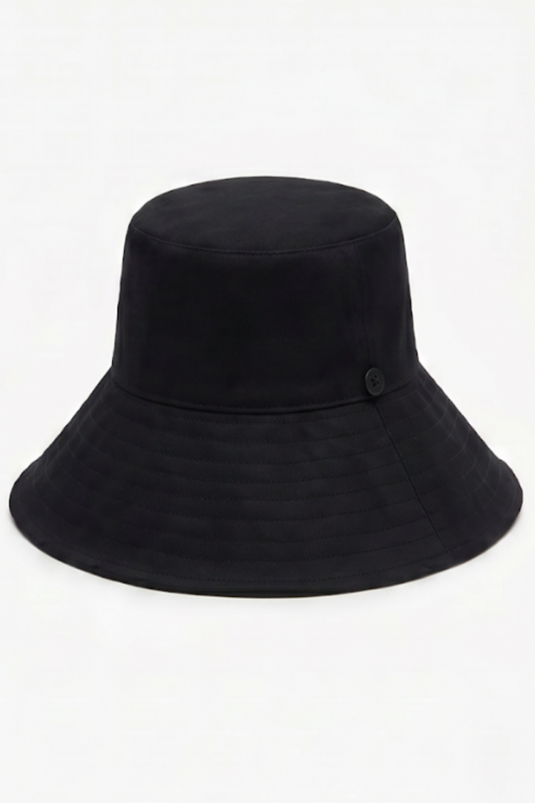 Black Reversible UPF 50+ Packable Polkadot Sun Hat