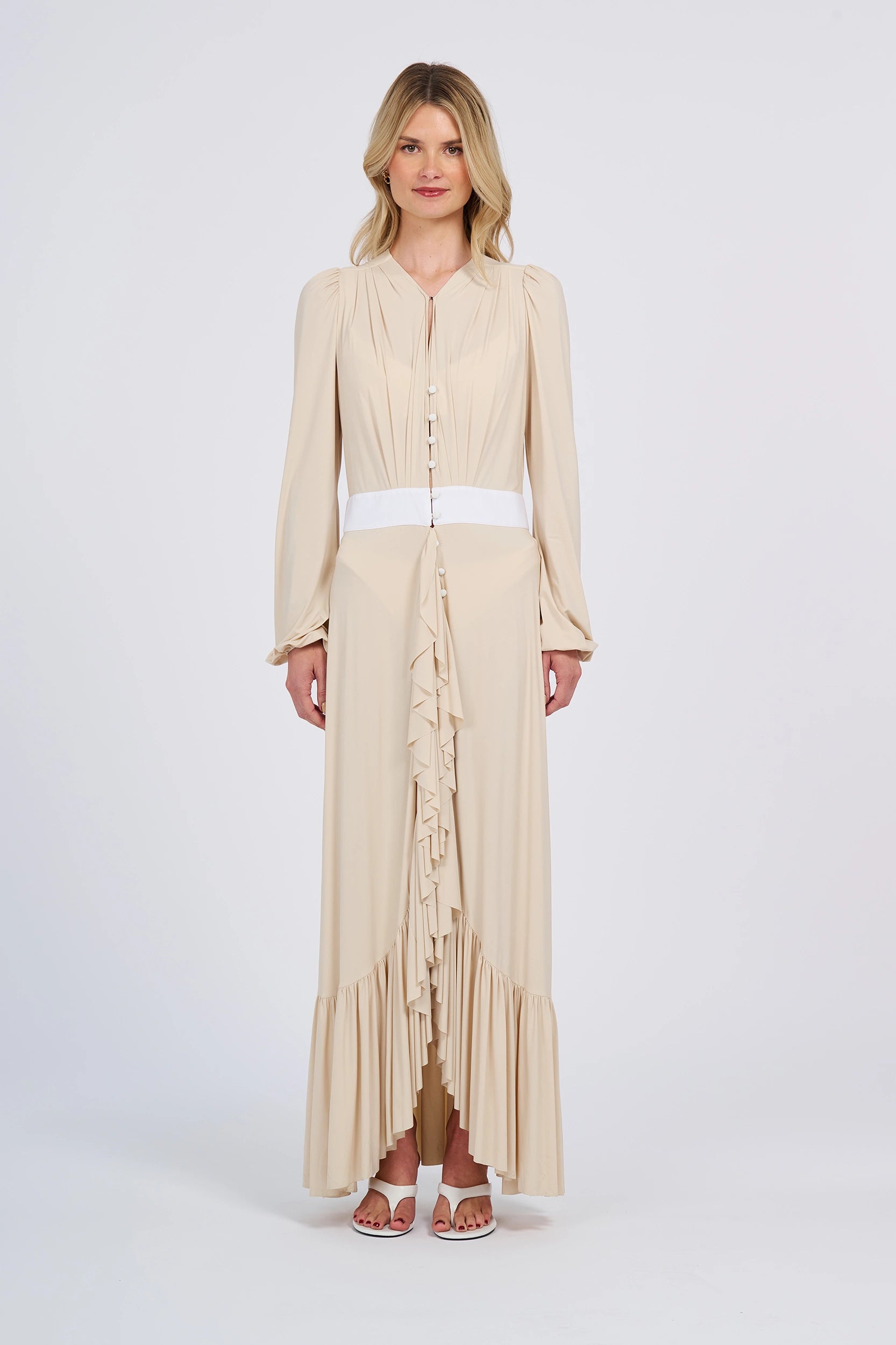 Long Sleeve Ruffle Maxi Dress (UPF 50+)