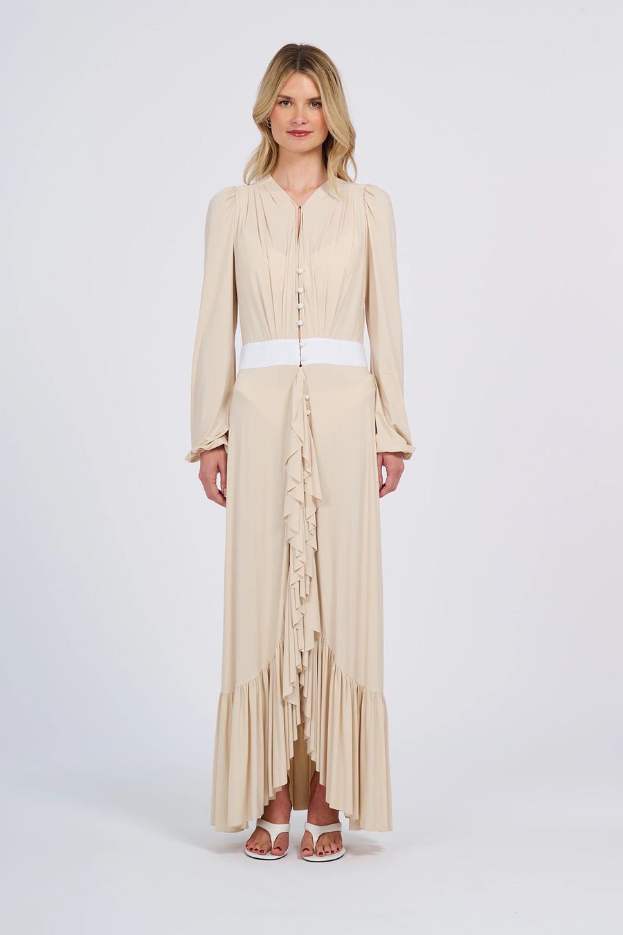 Long Sleeve Ruffle Maxi Dress (UPF 50+)