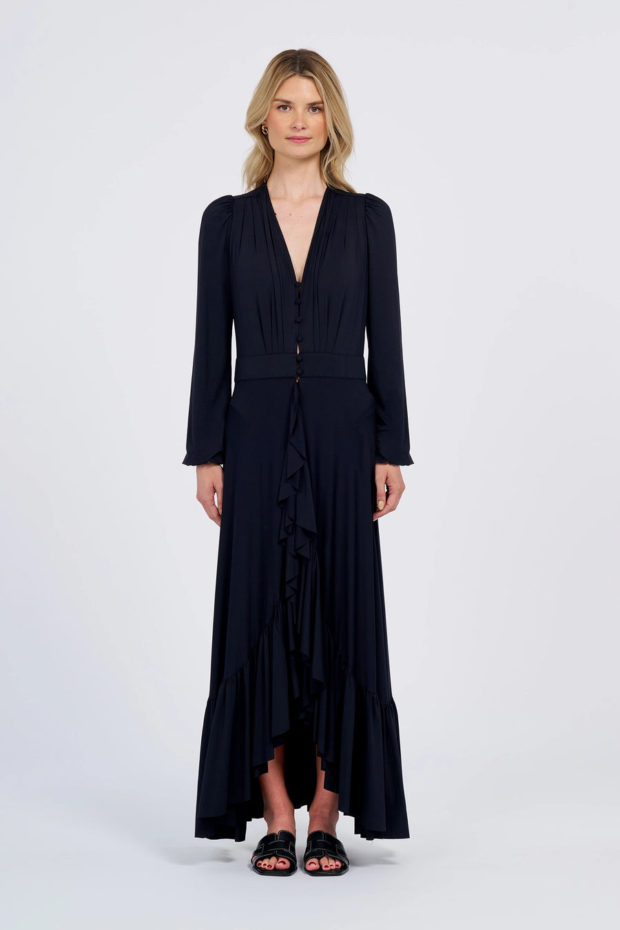 Long Sleeve Ruffle Maxi Dress (UPF 50+)