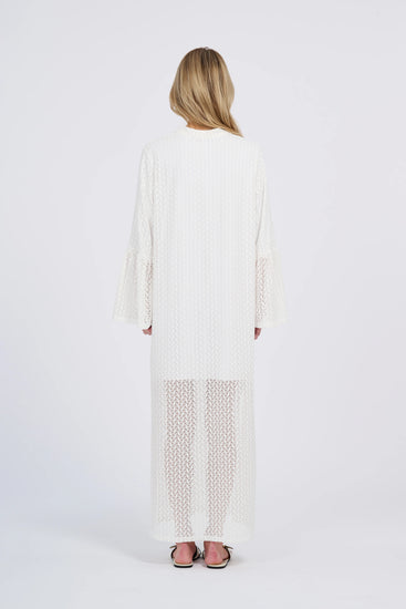 white lace kaftan dress White Lace Kaftan Dress, Boho Beach Lace Dress, White Sheer Ankle Dress, Gypsy Lace Holiday Dress, Flowy Festival See Through Kaftan Dress