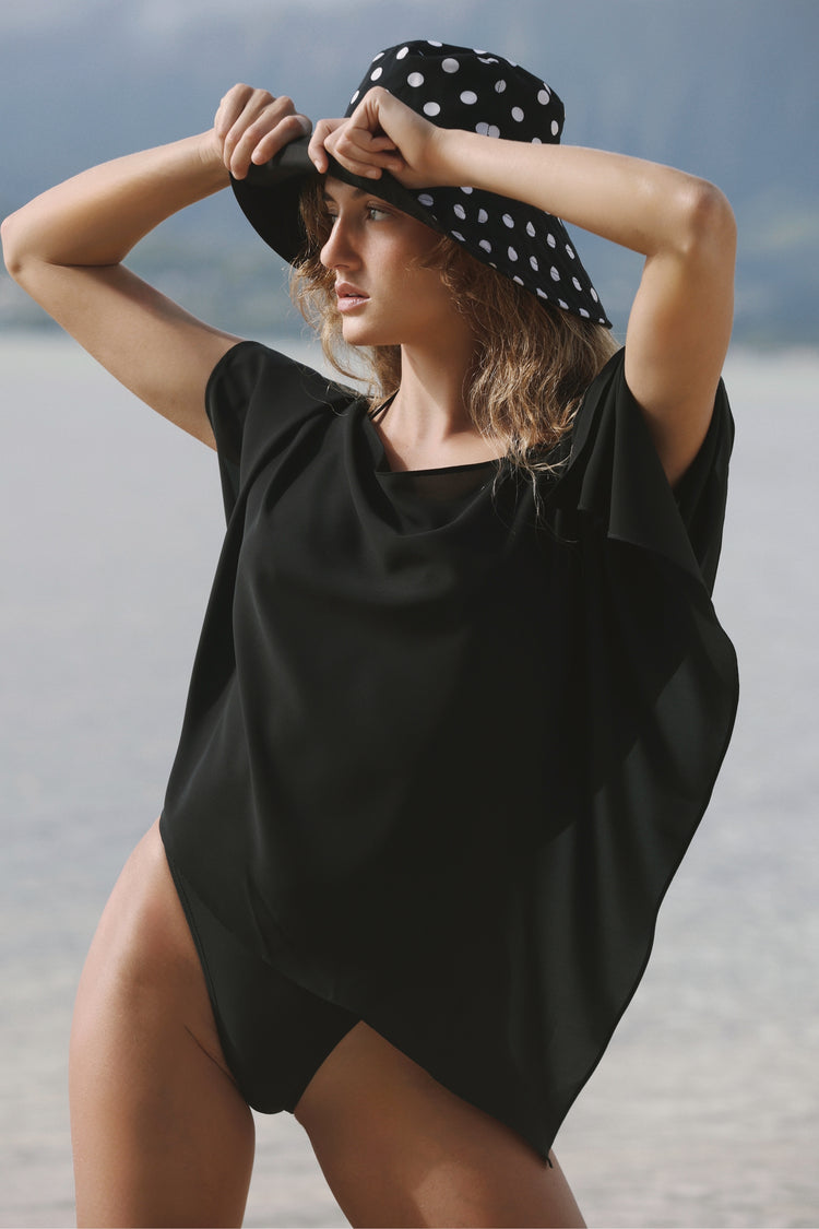 Sheer Asymmetrical Poncho Coverup UPF 50+