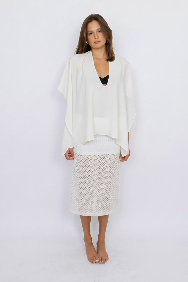 Sheer Asymmetrical Poncho Coverup UPF 50+